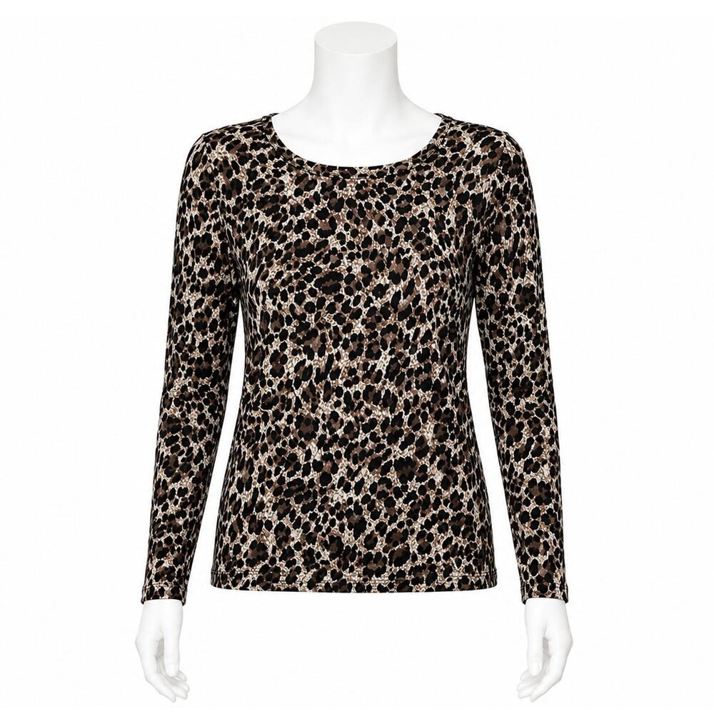 Mario Serrani Italy Women’s Leopard Print Crew Neck Top - Size Medium